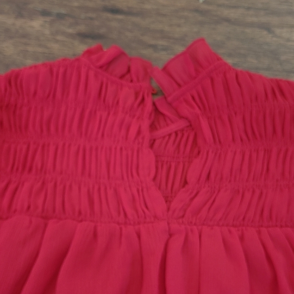 Red Ruffled Sleeve Top - Picture 2 of 2